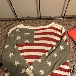 Large oversized American flag sweater